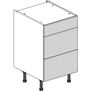 Shaker Silverpine Smooth Light Grey 500mm 3 Drawer Cabinet