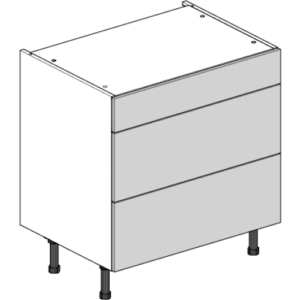 Shaker Silverpine Smooth White 800mm 3 Drawer Cabinet