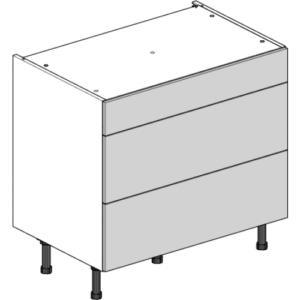 Slab Super Gloss White 900mm 3 Drawer Cabinet